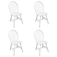 Eetkamerstoelen 4 st massief rubberwood wit - thumbnail