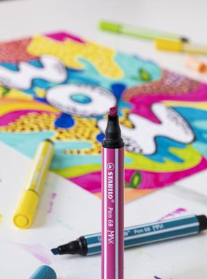 STABILO pen 68 max viltstift met dikke beitelpunt karmijnrood