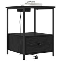 Nachtkastje met Oplaadstation met lade Zwart eiken Bewerkt hout - thumbnail