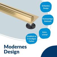 Ben Small douchegoot inclusief rooster 70cm geborsteld messing - thumbnail