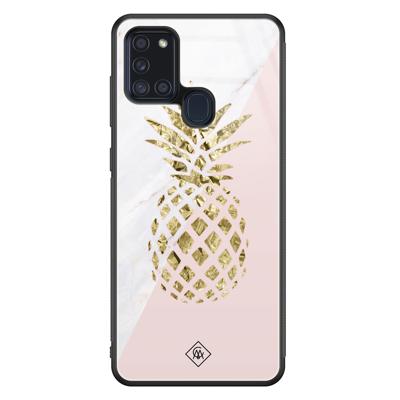 Samsung Galaxy A21s glazen hardcase - Ananas