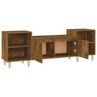 Tv-meubel 160x35x55 cm bewerkt hout gerookt eikenkleurig - thumbnail