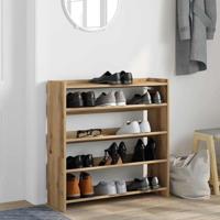 Schoenenrek 80x25x81 cm bewerkt hout artisanaal eikenkleur - thumbnail