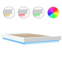 Bedframe met LED-verlichting bewerkt hout wit 135x190 cm - thumbnail