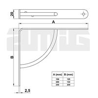 Muurbeugel AMIG 12-8850 Planken Grijs Staal (20 x 15 cm) - thumbnail