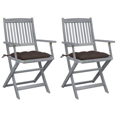 Tuinstoelen 2 st inklapbaar met kussens massief acaciahout