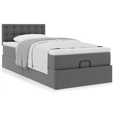 Ottomaanse bed met matras 80x200cm kunstleer grijs