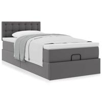 Ottomaanse bed met matras 90x200cm kunstleer grijs - thumbnail