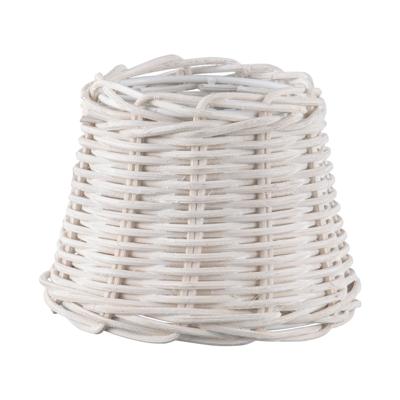 Lampenkap rond schuin | taps | rotan | rieten klemkap voor kroonluchter | lampenkap met klem | Ø13cm H9cm | wit