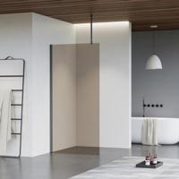 Fortifura Galeria inloopdouche - 80x200cm - rookglas - plafondarm - Geborsteld Gunmetal PVD SW797939/SW797907/SW804545 - thumbnail