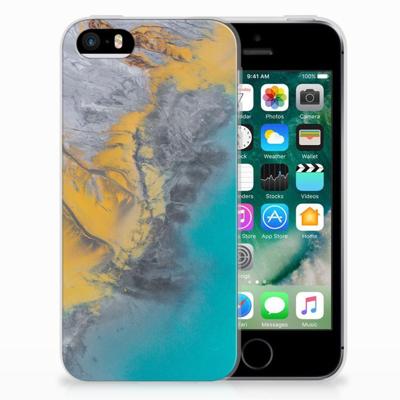 Apple iPhone SE | 5S | TPU | Siliconen hoesje | Marble Blue Gold