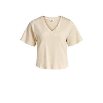 OBJECT ribgebreid T-shirt OBJJADE beige