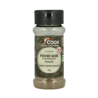Cook Zwarte peper gemalen bio 45 Gram