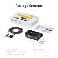 StarTech.com 7-poorts USB 2.0 hub - industriële USB-A hub van metaal met ESD en 350 W overspanningsbeveiliging - montage van DIN-rail/muur/bureau mogelijk - TAA-CONFORM - USB expander hub - thumbnail