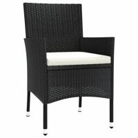 3-delige Bistroset met kussens poly rattan zwart - thumbnail