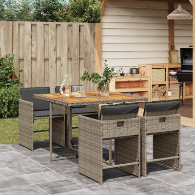 5-delige Tuinset met kussens poly rattan grijs - thumbnail