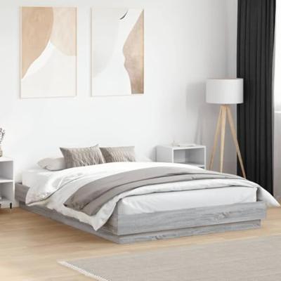 Bedframe met LED-verlichting grijs sonoma eikenkleur 160x200 cm