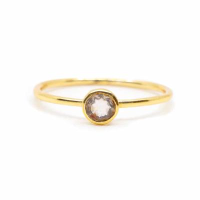 Geboortesteen Ring Rozenkwarts Oktober - 925 Zilver Verguld (Maat 17)