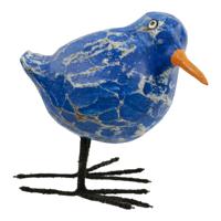 Beeldje Ronde Houten Vogel - Blauw - thumbnail