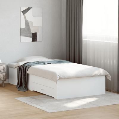 Bedframe met lades bewerkt hout wit 90x200 cm