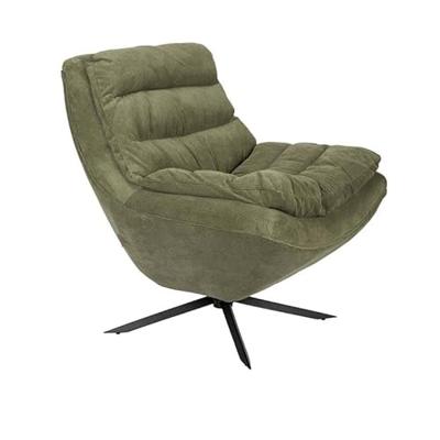 Dutchbone Draaifauteuil 'Vince' Rib, kleur Groen Dutchbone Draaifauteuil 'Vince' Rib, kleur Groen