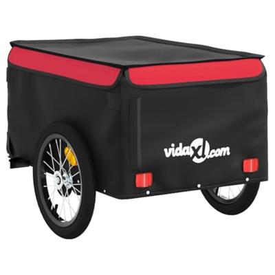VidaXL Fietstrailer 45 kg ijzer zwart en rood - thumbnail