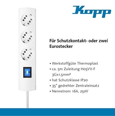 Kopp 234002010 Stekkerdoos met schakelaar 3-voudig Wit Randaarde stekker 1 stuk(s) Kopp 234002010 Stekkerdoos met schakelaar 3-voudig Wit Randaarde stekker 1 stuk(s)