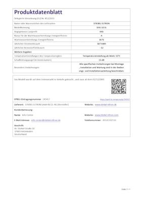 Stiebel Eltron 229472 SHU 10 SL Boiler, muurmontage A (A - G)