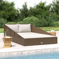 Tuinbed 110x200 cm poly rattan bruin - thumbnail