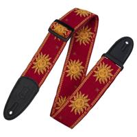 Levys Leathers MPJG-SUN-RED geweven gitaarband met print - rood met zon - thumbnail