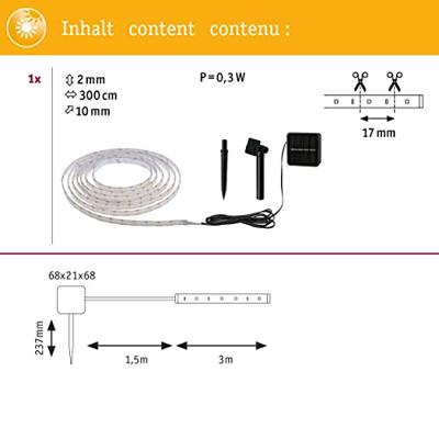 Paulmann LED-strip basisset Solar LED Stripe 3m warmweiß 78896 0.3 W Warmwit Zwart Paulmann LED-strip basisset Solar LED Stripe 3m warmweiß 78896 0.3 W Warmwit Zwart