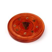 Mango Hout Ronde Wierookhouder Boeddha inleg - thumbnail