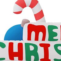 Decoratie "Merry Christmas" met LED's opblaasbaar 197 cm - thumbnail