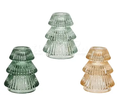 Kandelaar Kerstboom Glas Ø6,4cm Assorti 1st