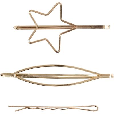 Creativ Company Haarspeldjes, l: 70 mm, b: 32 mm, verguld, 3 stuk/ 1 doos Creativ Company Haarspeldjes, l: 70 mm, b: 32 mm, verguld, 3 stuk/ 1 doos