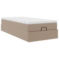 Ottoman bed met matras 90x190cm kunstleer cappuccinokleurig - thumbnail