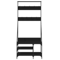 VidaXL Kledingrek met schoenenrek 80x40x184 cm zwart - thumbnail