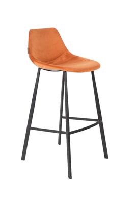Dutchbone Barkruk 'Franky' Velvet (zithoogte 80cm), kleur Oranje
