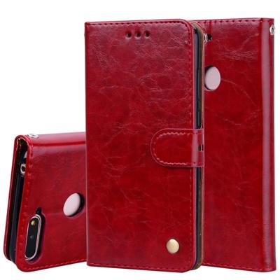 Business stijl olie Wax textuur horizontale Flip lederen case voor Huawei Honor 7A (met vingerafdruk gat) met houder & kaartsleuven & portemonnee (ro