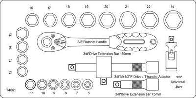 C.K T4661 T4661 Dopsleutelset Metrisch 3/8 23-delig