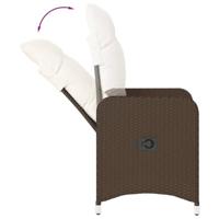 Tuinstoelen 2 st verstelbaar met kussens poly rattan bruin - thumbnail
