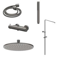 Regendoucheset IVY Bond Opbouw Thermostatisch 25 cm Medium Staaf Handdouche Geborsteld Metal Black PVD - thumbnail