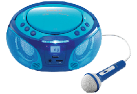 Draagbare FM Radio CD/MP3/USB Microfoon & Lichteffecten Blauw - thumbnail