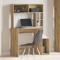 Bureau met schappen 100x45x140 cm bewerkt hout artisanaal eiken - thumbnail