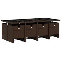 13-delige Tuinset met kussens poly rattan bruin - thumbnail