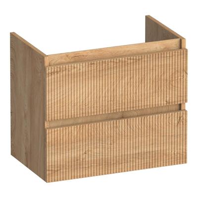 Brauer Joy Wavy - Onderkast Ondiep - 60 cm - met 2 Softclose Lades Greeploos en 1 Sifon Uitsparing - Forest Tan