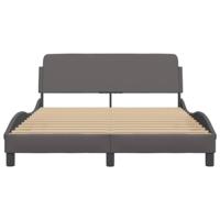 Bedframe met hoofdbord kunstleer grijs 140x200 cm - thumbnail