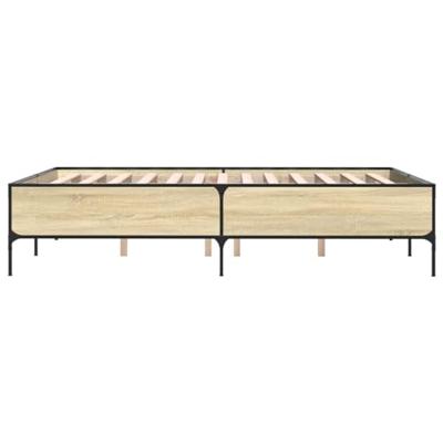 Bedframe bewerkt hout metaal sonoma eikenkleurig 150x200 cm