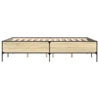 Bedframe bewerkt hout metaal sonoma eikenkleurig 150x200 cm - thumbnail