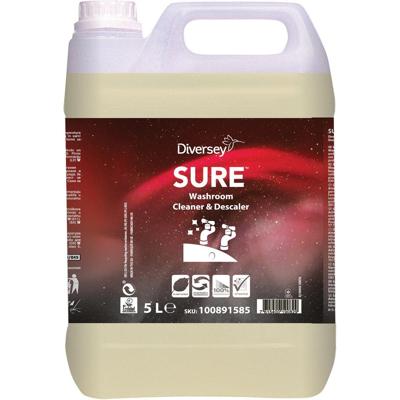 Diversey sanitairreiniger en ontkalker Sure, flacon van 5 liter Diversey sanitairreiniger en ontkalker Sure, flacon van 5 liter